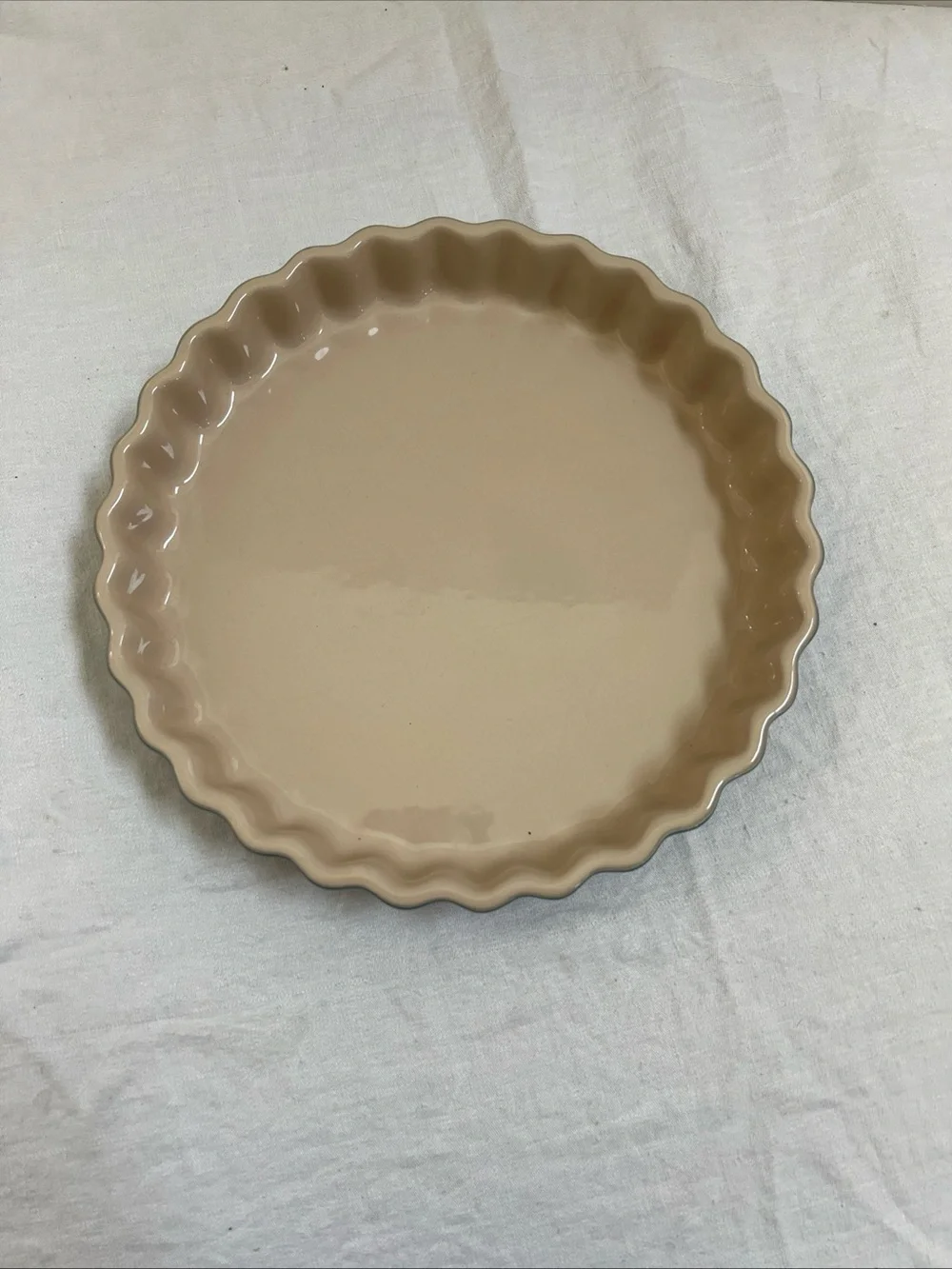 Le Creuset Tart Pie Baking Dish BLUE CREAM Interior Fluted Edge Stoneware 10